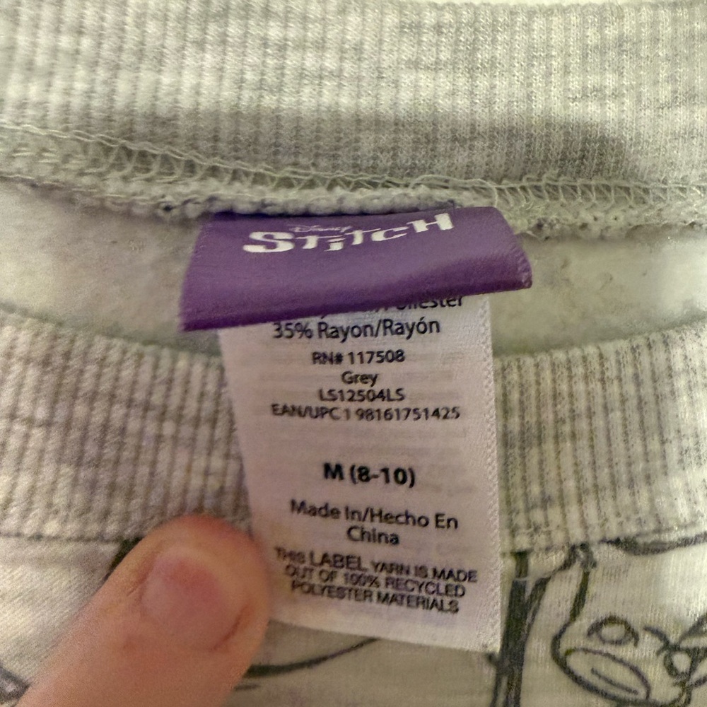 Disney Stitch Gray Sweatshirt with Blue Character Design - Picture 3 of 7